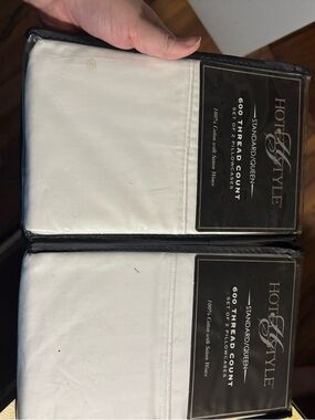 Hotel Style 600 TC Standard/Queen Pillowcases in White (Set of 2)